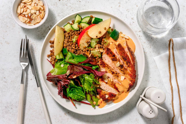 Paprika Pork Steak & Sweet Lentil Salad