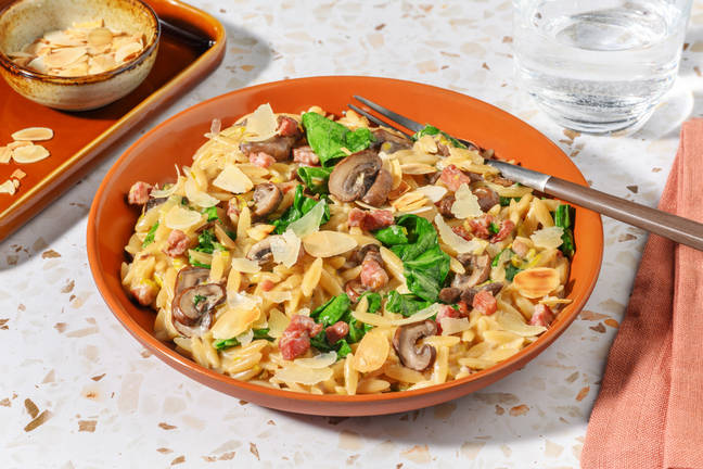 One-Pan Golden Bacon & Mushroom Risoni
