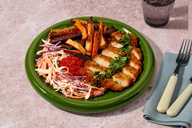 Garlic Pork Schnitzel & Veggie Fries