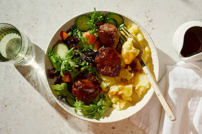 Garlic-Herb Beef Rissoles & Cheat's Gravy
