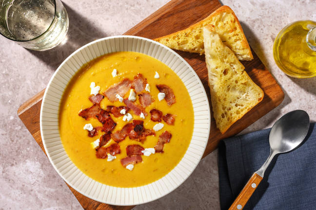 Roast Pumpkin Soup & Crispy Bacon