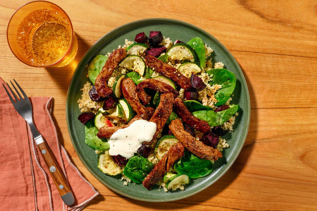 Spiced Beef Strips & Golden Goddess Couscous
