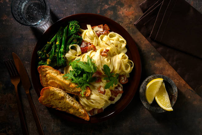 Bacon-Loaded Fresh Fettuccine Carbonara