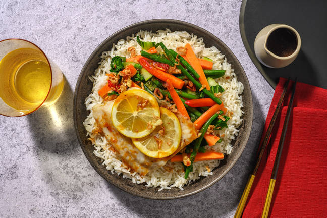 Soy-Ginger Steamed Fish & Jasmine Rice