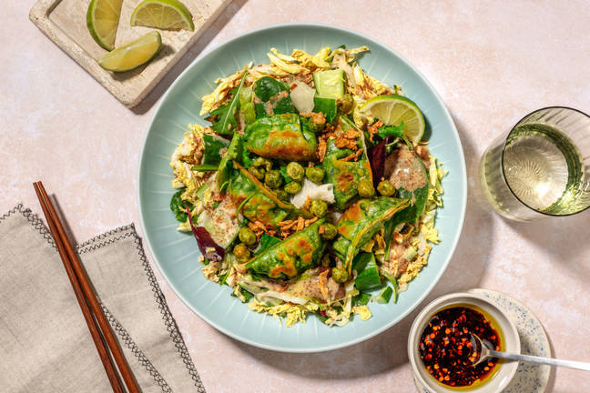 Veggie Potstickers & Miso Cucumber Salad