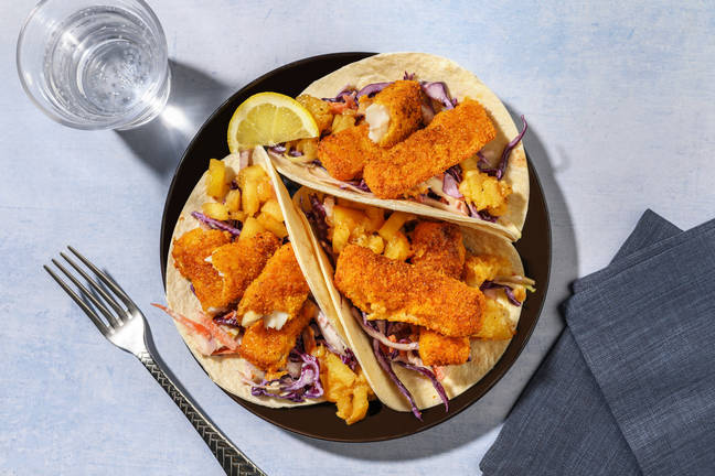 Quick Crumbed Fish & Pineapple Tacos