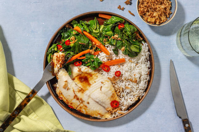 Soy-Ginger Steamed Fish & Jasmine Rice