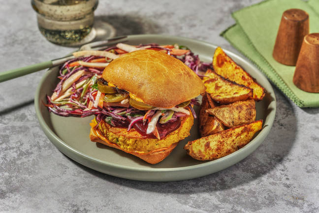 Sticky Bean-Lentil Patty Burgers & Wedges