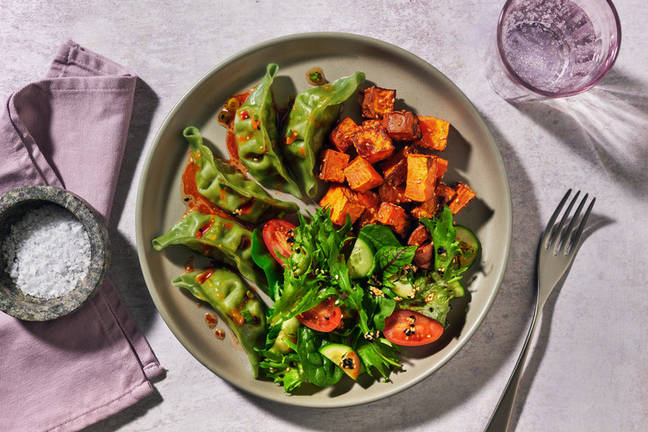 Veggie Gyozas & Japanese Mixed Leaf Salad