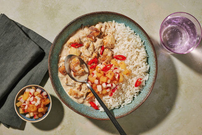Caribbean Fish Curry & Garlic Rice
