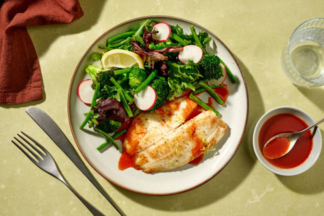 Lemon-Pepper White Fish & Broccoli Salad 