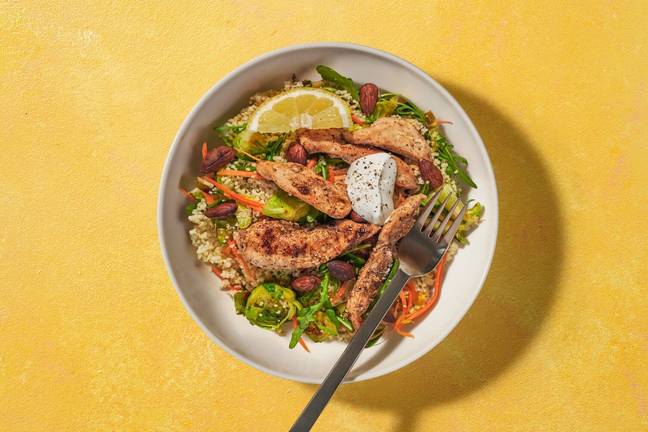 Fast Herby Chicken & Brussels Sprout Couscous