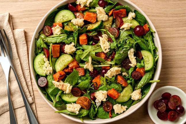 Roasted Sweet Potato, Grape and Bocconcini Salad