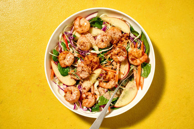 Speedy Soy-Garlic Prawns & Apple Slaw