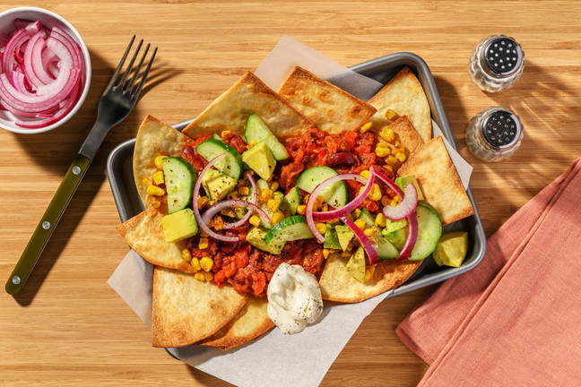 Mexican Fiesta Bean & Veggie Nachos