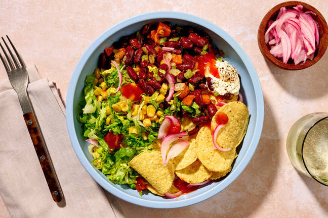 Picante Kidney Bean & Veggie Nachos