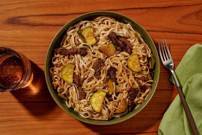 Chow Fun-Style BBQ Beef & Veggie Noodles