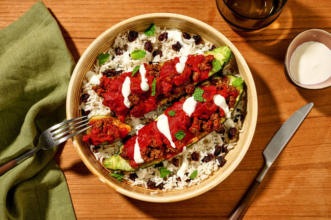 Baked Lebanese Beef-Stuffed Zucchini