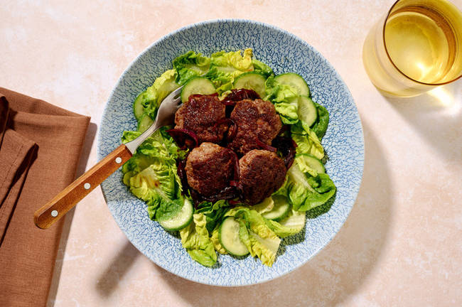 Beef Rissoles & Sticky Onion Topping