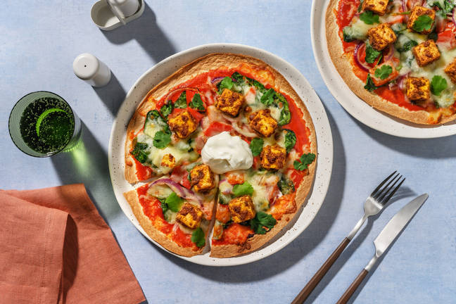 Fragrant Yoghurt Paneer & Spinach Pizzas