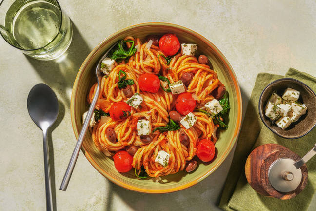 Goat Cheese & Red Pesto Spaghetti