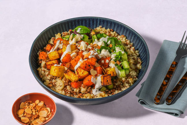Baked Veggie Medley & Lentil-Couscous Bowl