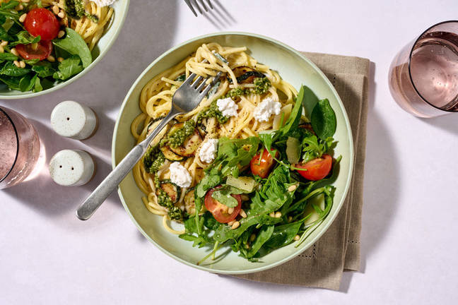 Roast Zucchini & Pesto-Ricotta Spaghetti