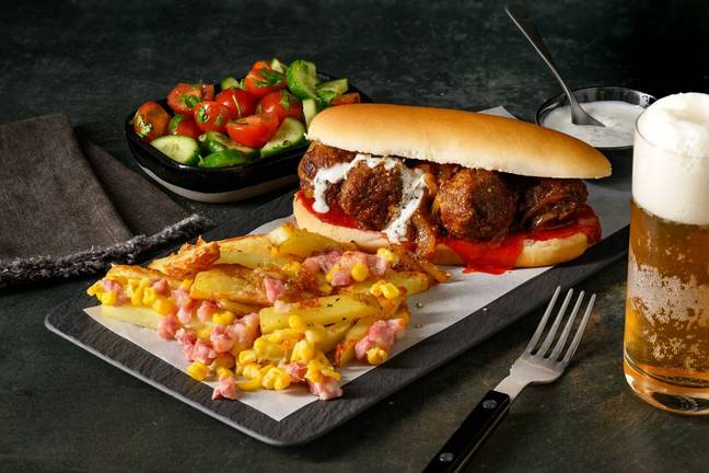 Buffalo Beef Meatball Subs & Bacon Fries