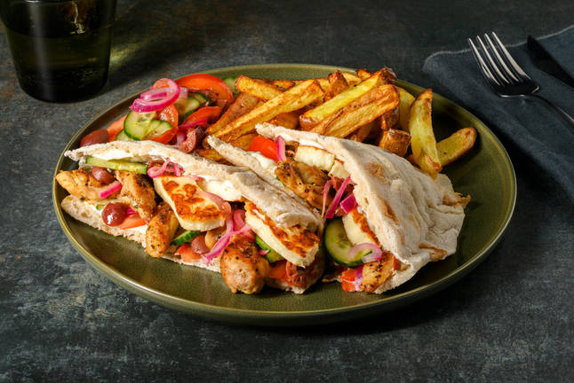 Zesty Chicken & Haloumi-Stuffed Pita Pockets