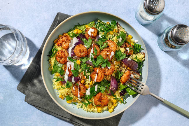 Caribbean Prawns & Charred Corn Couscous