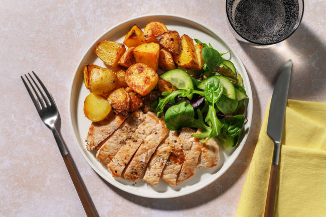 Spiced Pork Steaks & Soy-Ginger Potatoes