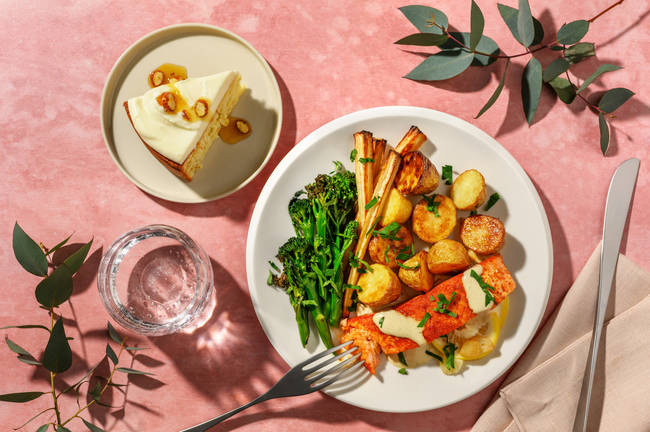 Creamy Mustard Salmon & Roasted Veg for Dinner