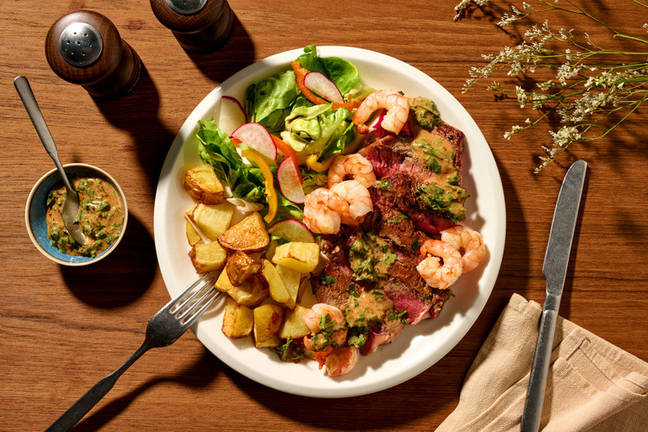 Prime Beef & Garlic-Chilli Prawn Surf 'N' Turf