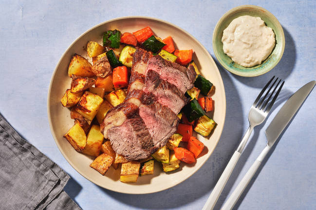 Signature Roast Lamb & Honey-Herb Veggies