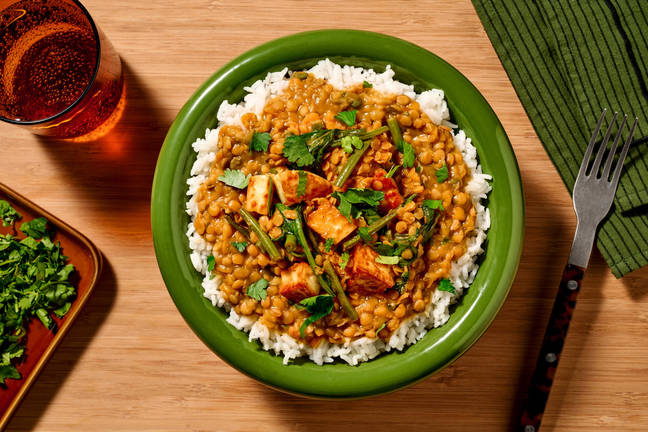 Halloumi & Red Lentil Coconut Dhal