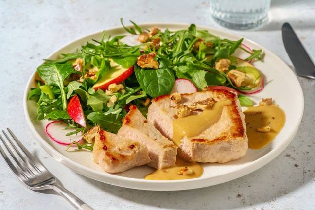 Garlic Pork & Waldorf-Style Salad