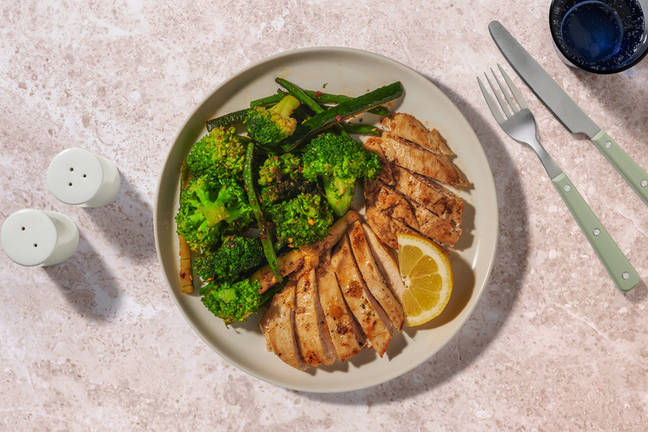Lemon-Pepper Chicken & Garlic Greens