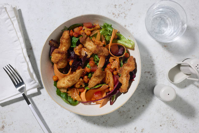 Crumbed Chicken & Gochujang Chickpea Salad