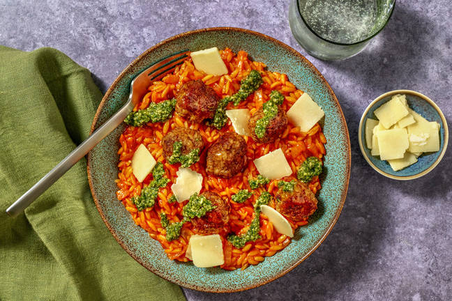 Herby Beef Meatball & Basil Pesto Risoni