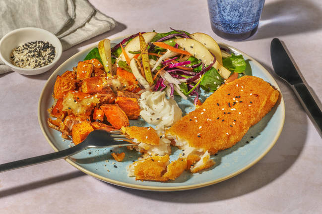 Crumbed Basa & Cheesy Sweet Potato Bites