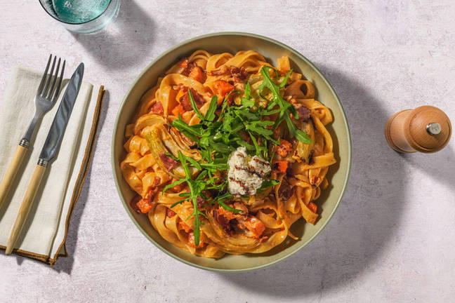 Creamy Bacon & Roasted Fennel Fettuccine