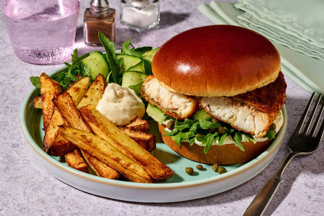 Golden Crumbed Fish & Caper Burger