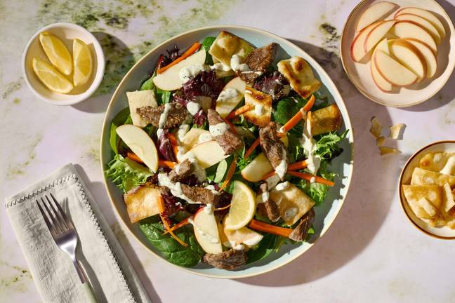 Easy Middle Eastern Beef & Pita Chip Salad