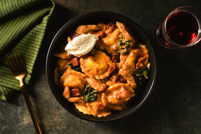 Saucy Chicken & Pancetta Pumpkin Ravioli