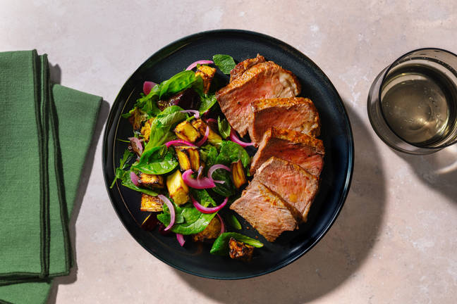 Harissa Roast Lamb & Minty Eggplant Salad