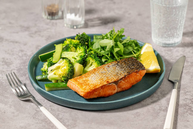 Seared Salmon & Garlic Greens