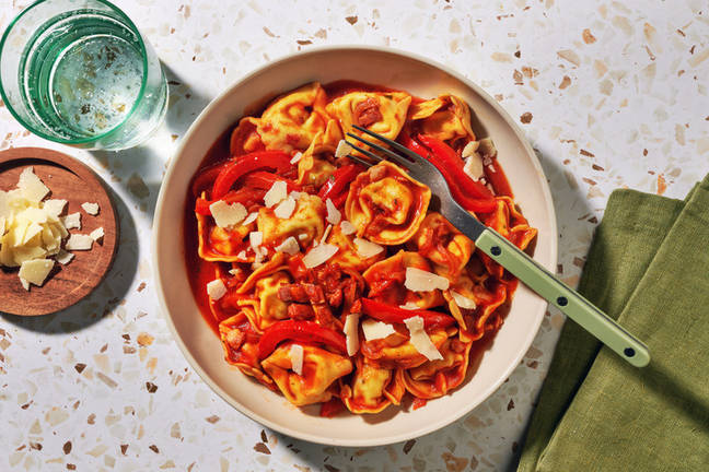 Crispy Bacon & Spinach-Ricotta Tortellini