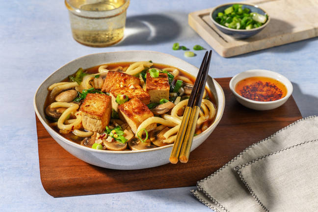 One-Pot Tofu, Mushroom & Udon Noodle Soup