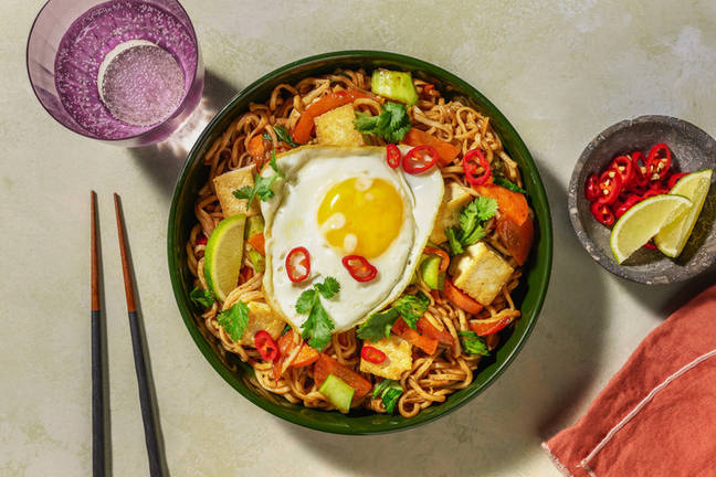 Malaysian Tofu & Egg Noodle Stir-Fry