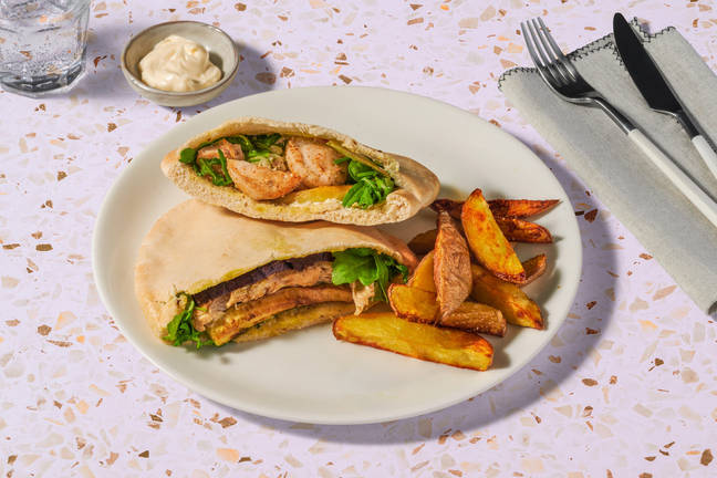 Greek Chicken Pitas & Lemon-Pepper Fries
